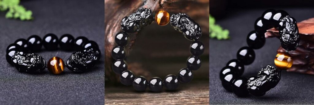 obsidian tiger eye pixiu bracelet